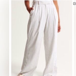 NWOT Abercrombie Sloane Linen Trousers in Blue/White Striped
